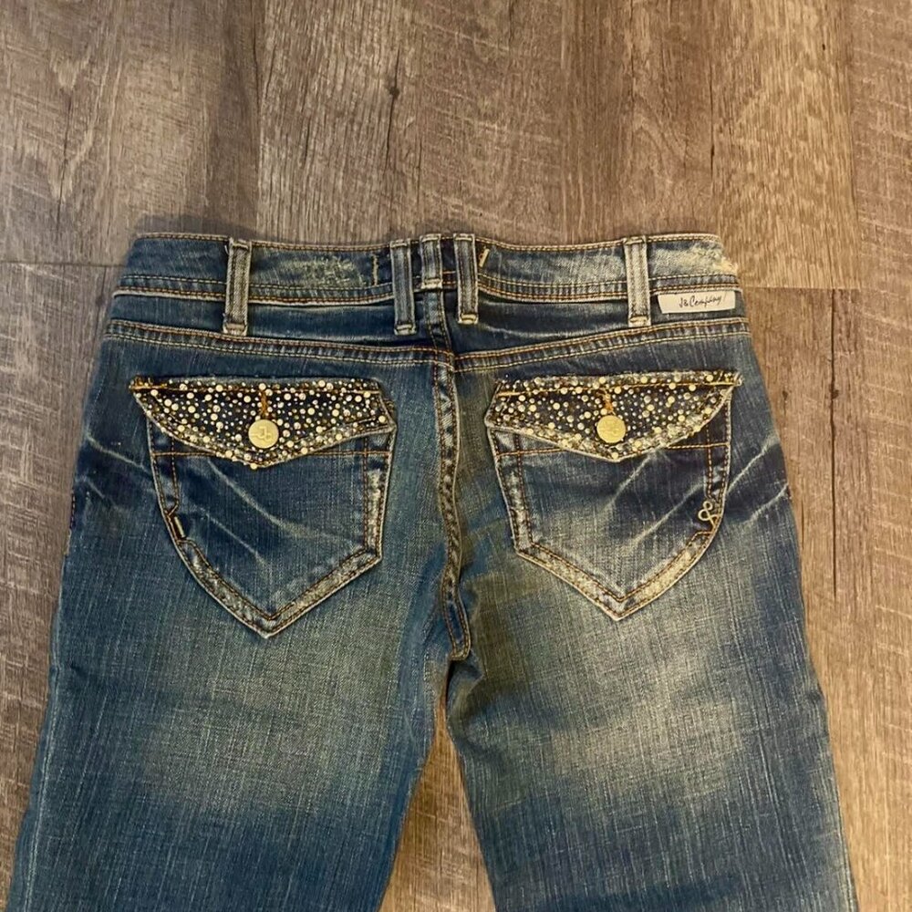 J & Company Robertson Bootcut Distressed Beaded Women's Jeans Sz 30